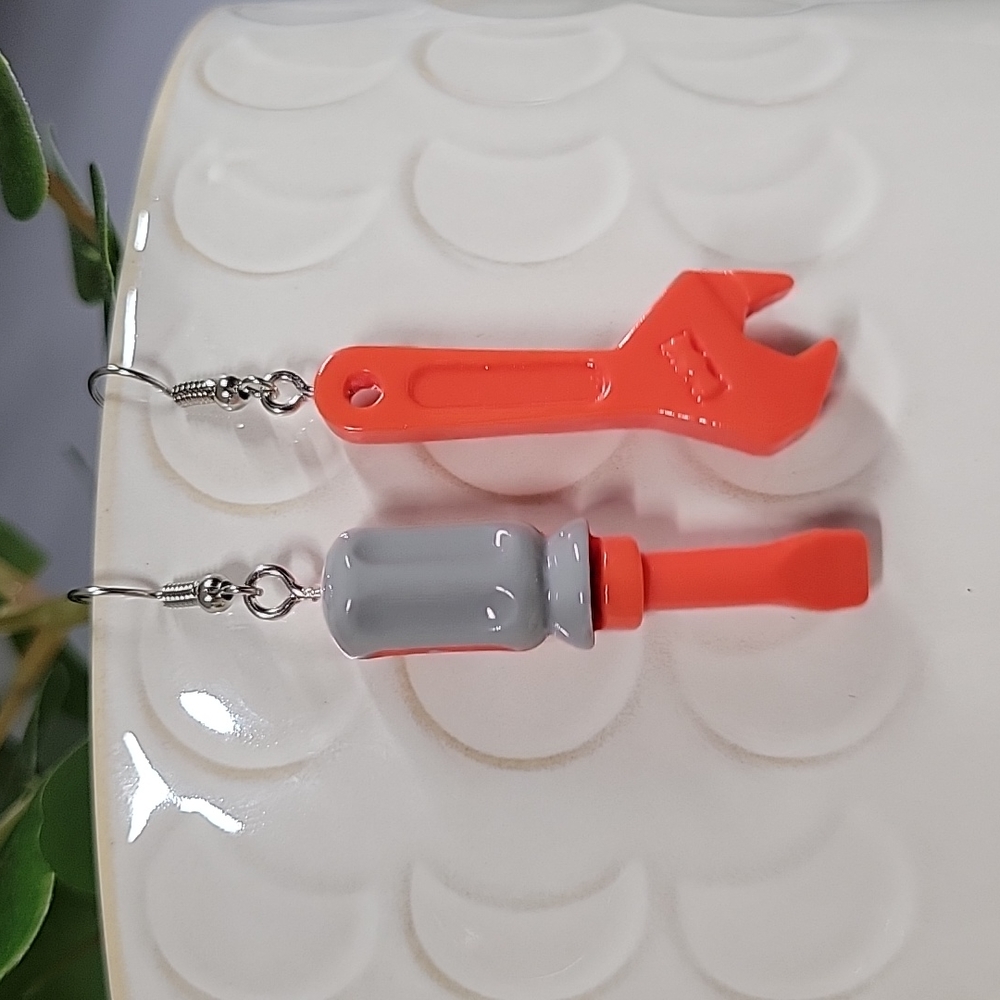 Wrench and Screwdriver Dangle Earrings, lightweight, unisex - Picture 6 of 6